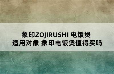 象印ZOJIRUSHI 电饭煲 适用对象 象印电饭煲值得买吗